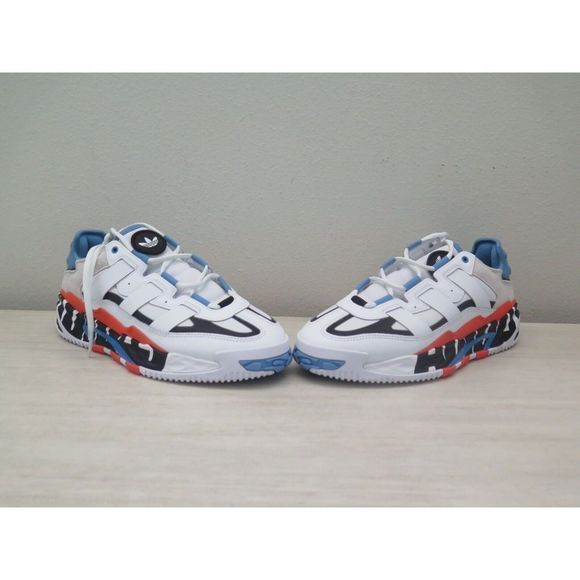adidas FX7644 Men's Sz 8 White/Solar Red/Hazy Blue Originals NiteBall Sneakers - Picture 5 of 8